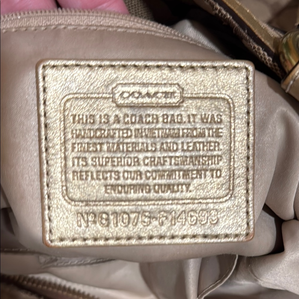 Coach Brown and Gold Shoulder Bag with Signature Pattern - Picture 7 of 10